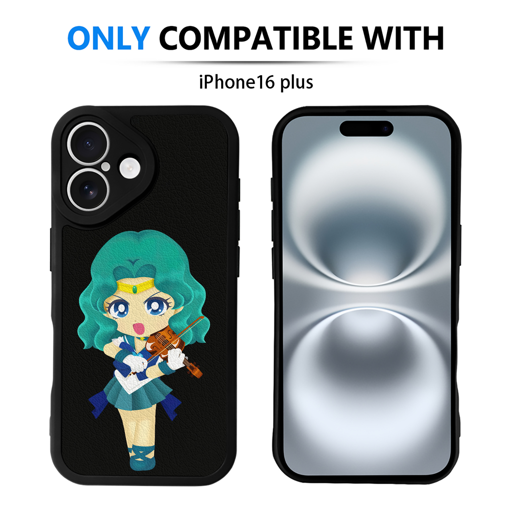 （画像用） 美少女戦士セーラームーン 海王 みちる（かいおう みちる） Sailor Moon Kaiou Michiru 【iPhone 16シリーズ対応】シリコンスマホケース（レザー調） 材質：シリコン